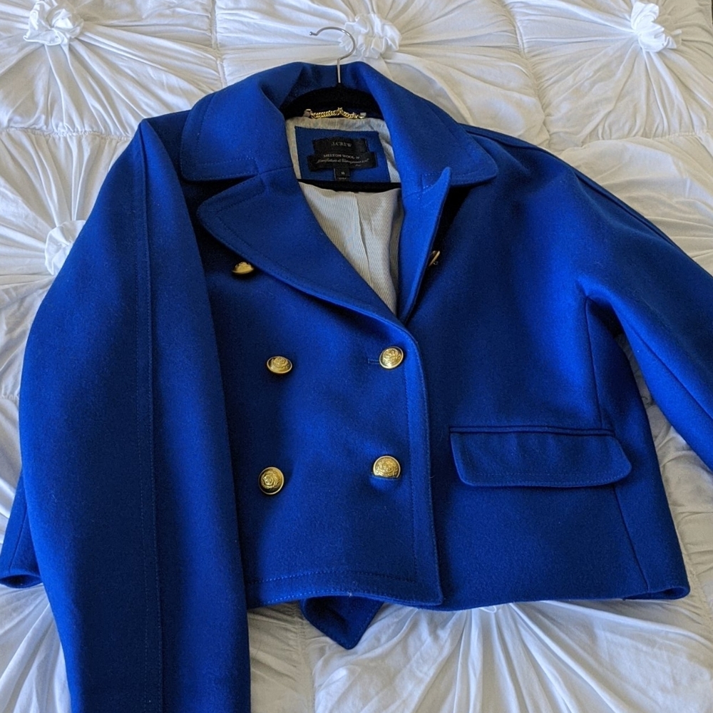 Electric blue crop peacoat
